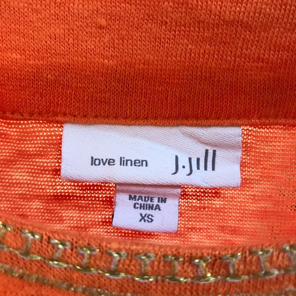 ❌J Jill | Love Linen Orange Sequin Tunic Shirt XS - Picture 5 of 6